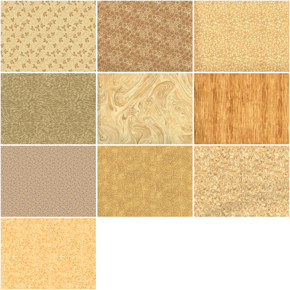Basic Colors - Sand Half-yard Bundle - 10 Fabrics, 5 Total Yards