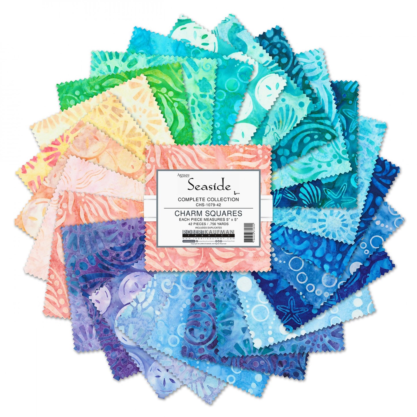 Charm Pack 5x5 Squares - Robert Kaufman Artisan Batik "Seaside" - 40 5" Squares