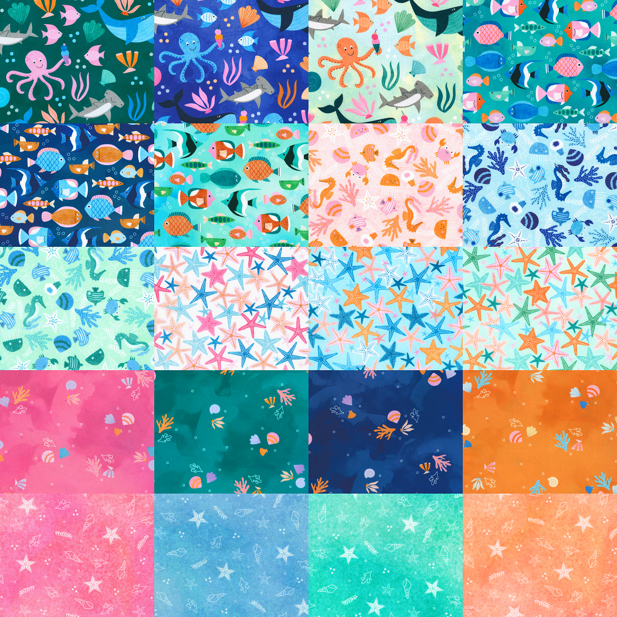 Charm Pack 5x5 Squares - Robert Kaufman Sea Splash - 40 5" Squares