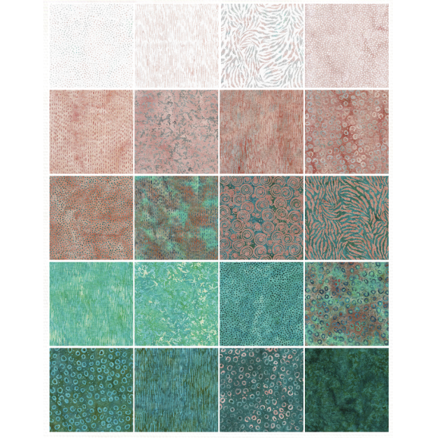 Island Batik - Serenity - 20 Fabrics, 40 Total Strips
