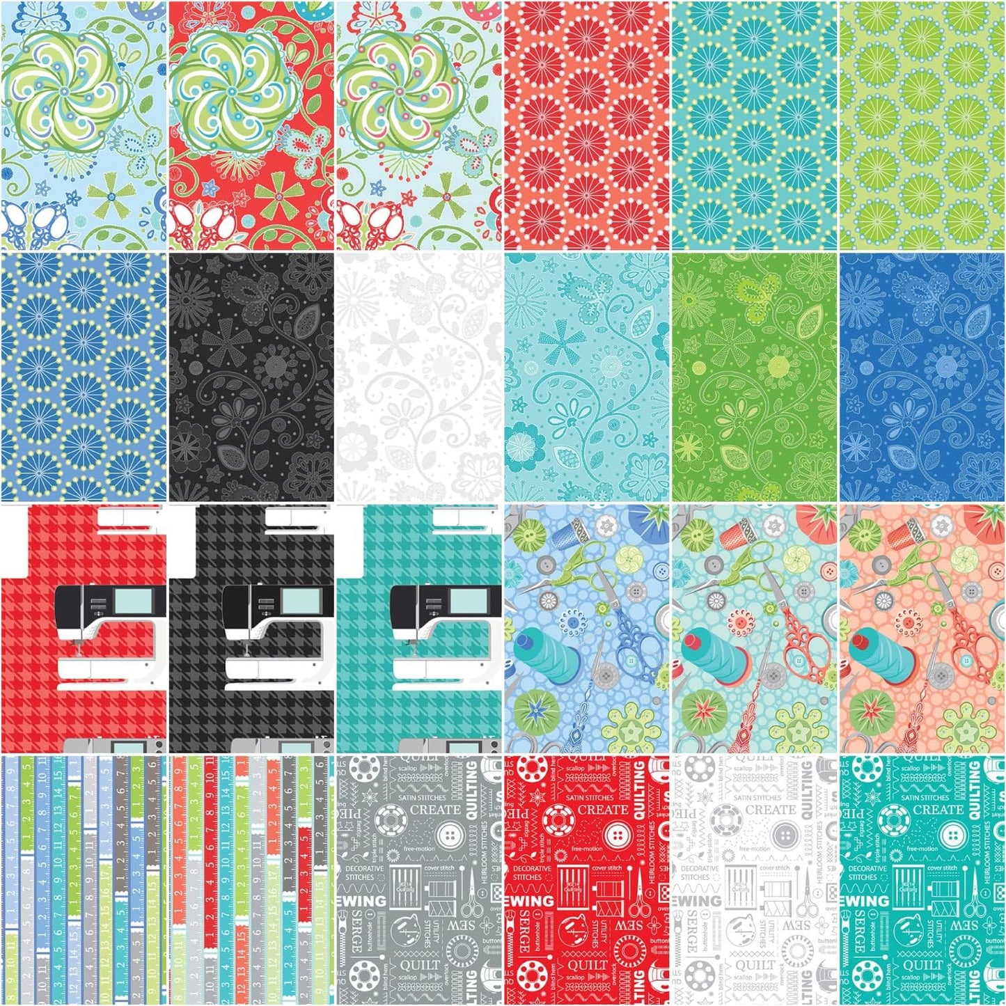 Charm Pack 5x5 Squares - Benartex Sewing Room 2 - 40 5" Squares