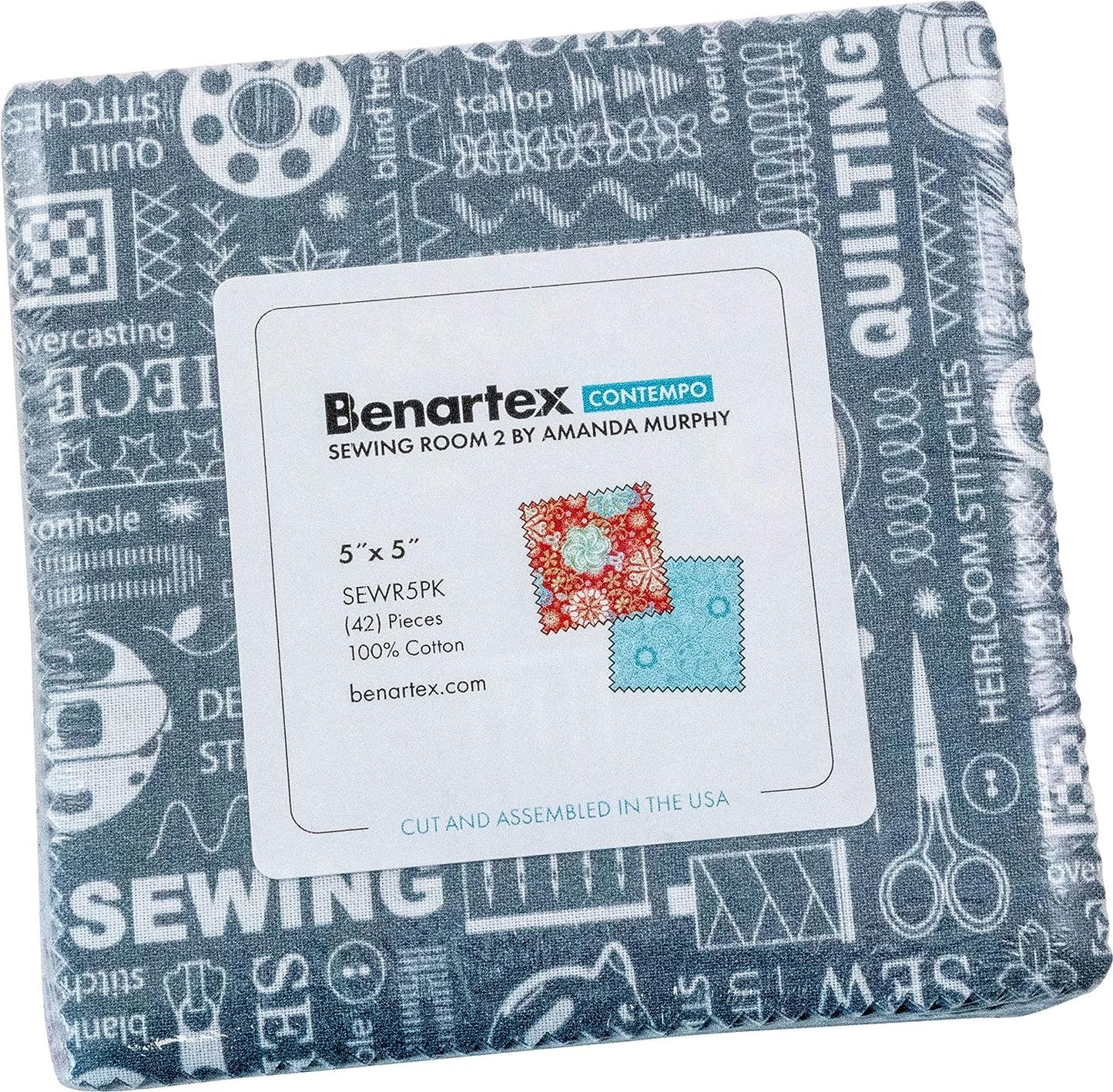 Charm Pack 5x5 Squares - Benartex Sewing Room 2 - 40 5" Squares
