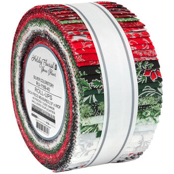 Robert Kaufman Holiday Flourish Snow Flower - Silver Roll-up - 40 Strip Roll