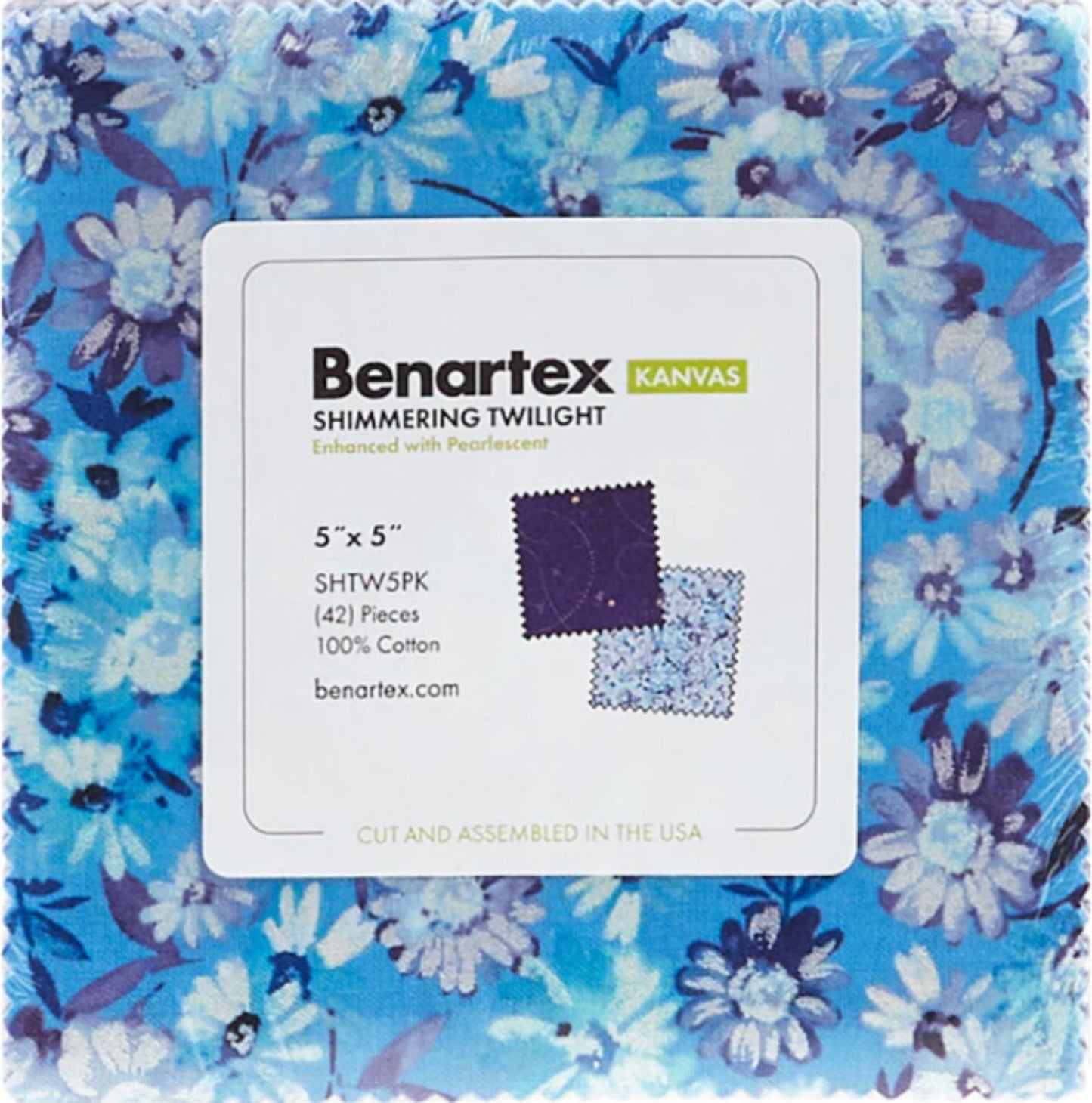 Charm Pack 5x5 Squares - Benartex Shimmering Twilight - 40 5" Squares