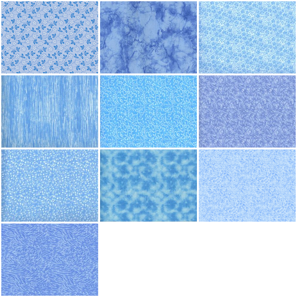 Basic Colors - Sky (Lt. Blue) Half-yard Bundle - 10 Fabrics, 5 Total Yards
