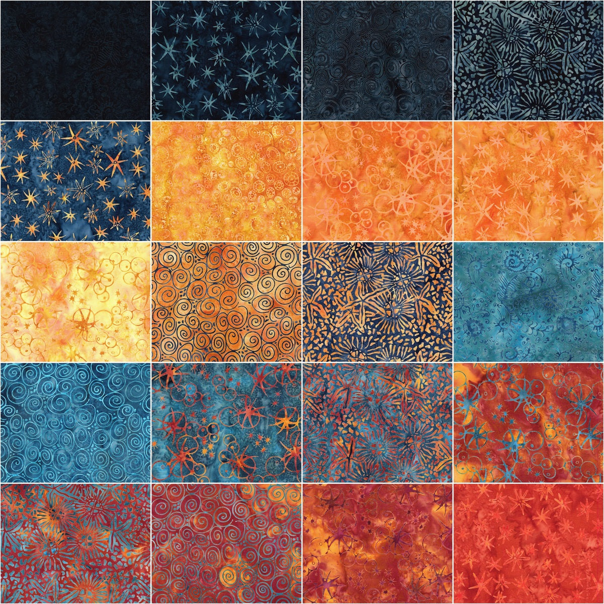 Island Batik - Starry Seas - 20 Fabrics, 40 Total Strips