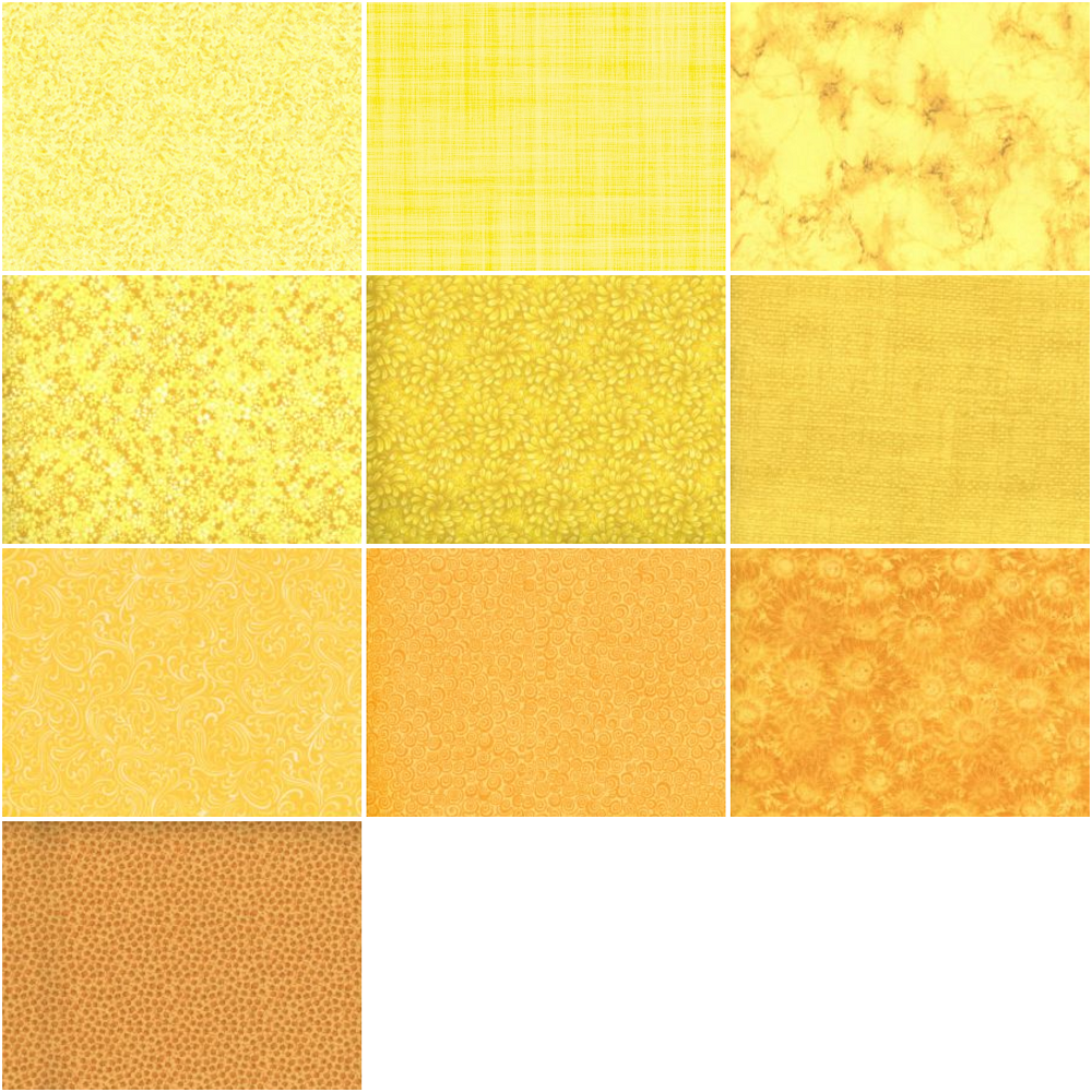 Basic Colors - Sunny Half-yard Bundle - 10 Fabrics, 5 Total Yards