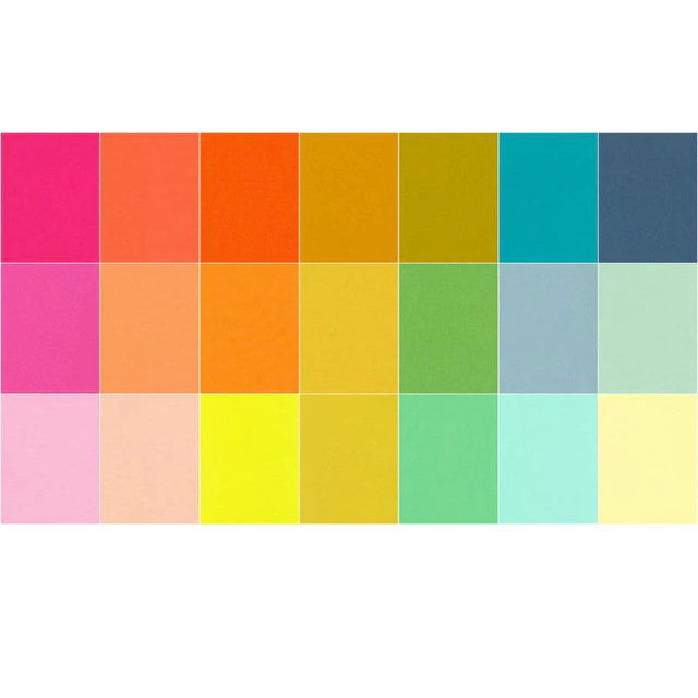 Charm Pack 5x5 Squares - Robert Kaufman Kona Solid Sunroom Coordinates Colorway - 40 5" Squares