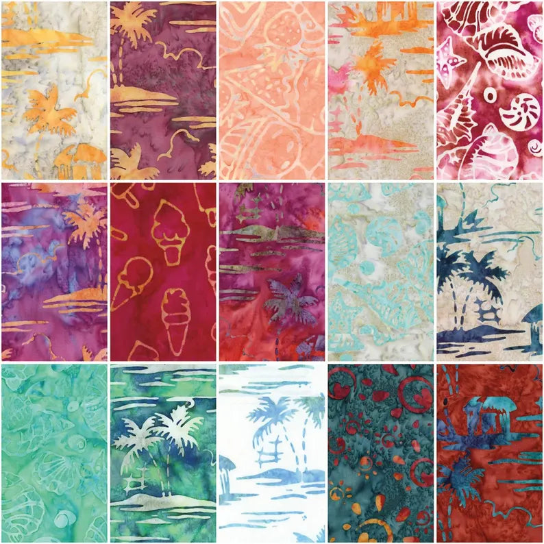 Riley Blake Expressions Batiks "Sunset And Island Breeze" Places You'll Go - 40 Strip Rolie Polie