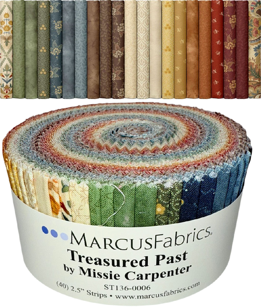 Marcus Fabrics - Treasured Past by Missie Carpenter - 40 2.5" Strips/Jelly Roll