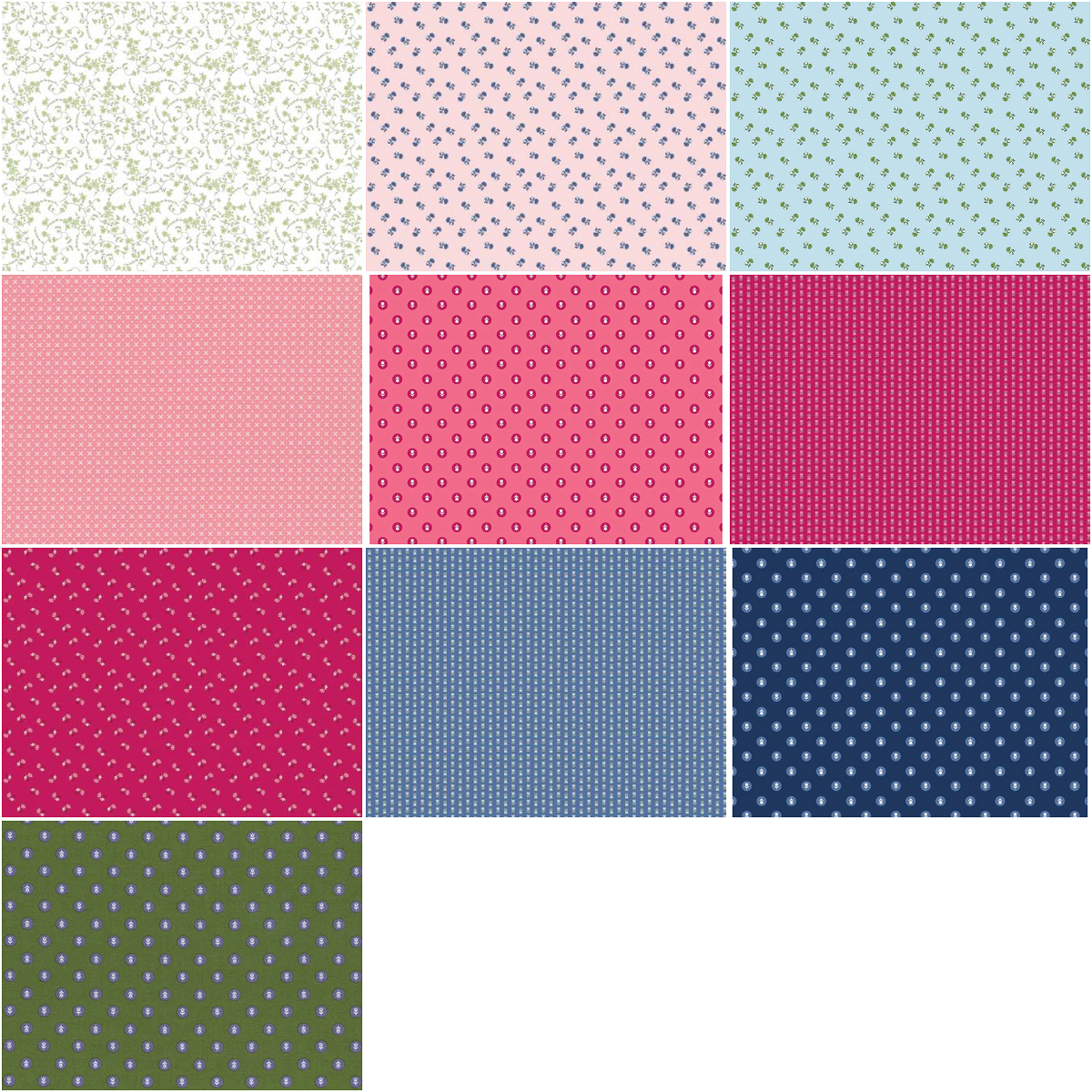 Riley Blake "Tulip Cottage" Half-yard Bundle - 10 Fabrics, 5 Total Yards
