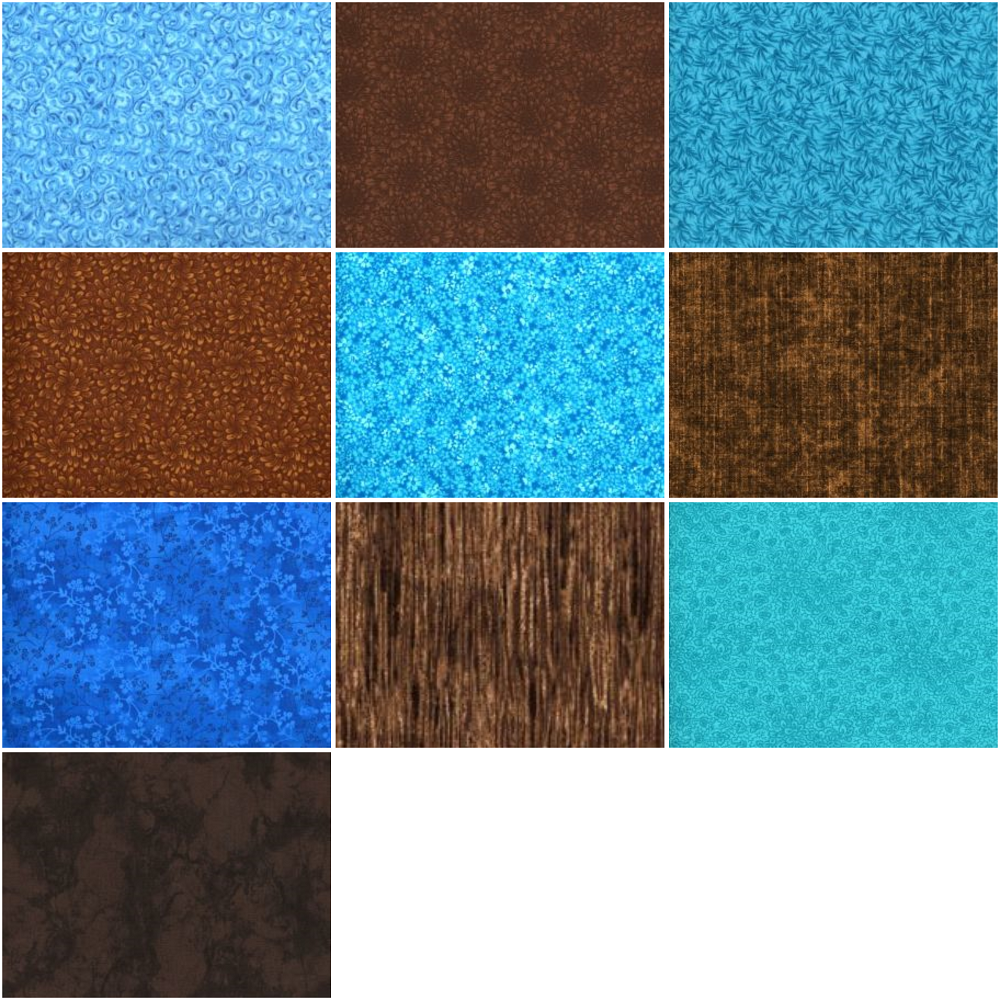 Turquoise & Earth Half-yard Bundle - 10 Fabrics, 5 Total Yards