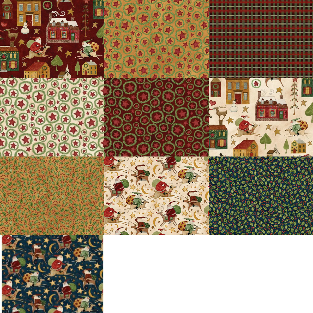 Riley Blake "Up On The Housetop" Half-yard Bundle - 10 Fabrics, 5 Total Yards