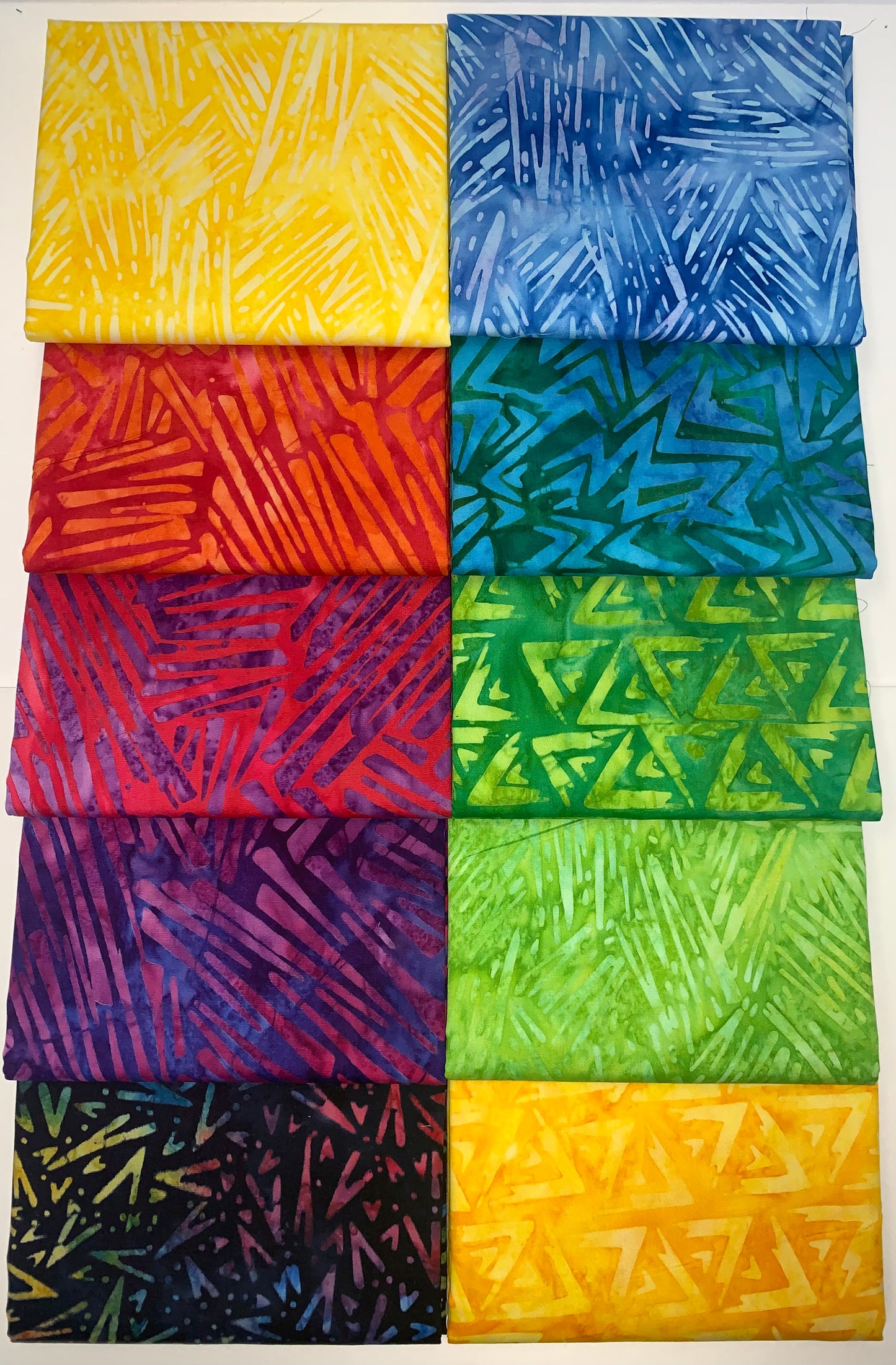 Robert Kaufman Artisan Batik "Velocity" (Bright) Half-yard Bundle - 10 Fabrics, 5 Total Yards