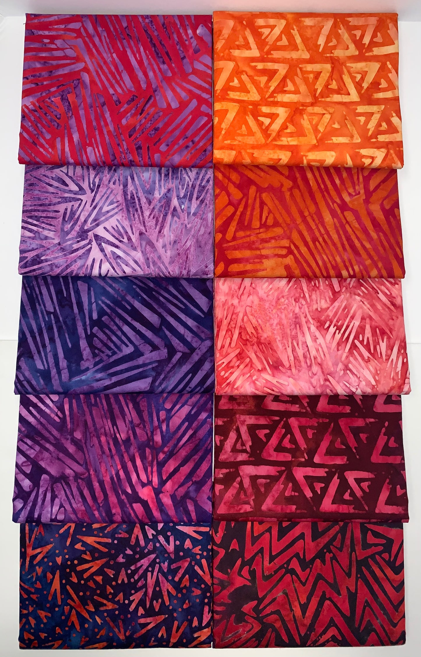 Robert Kaufman Artisan Batik "Velocity" (Warm) Half-yard Bundle - 10 Fabrics, 5 Total Yards