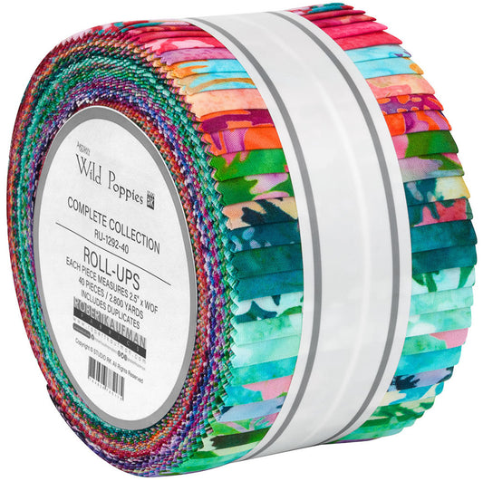 Robert Kaufman Artisan Batiks: Wild Poppies Roll-up - 40 Total Strips