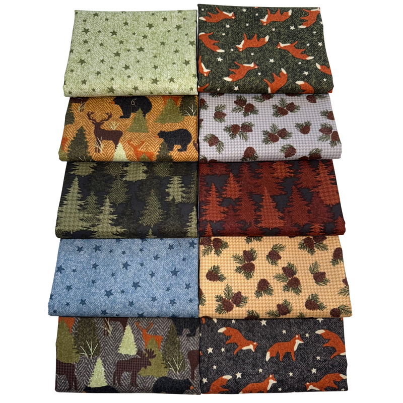 Benartex "Winter Forest" (Moose, Bear) Half-Yard Bundle - 10 Fabrics, 5 Total Yards