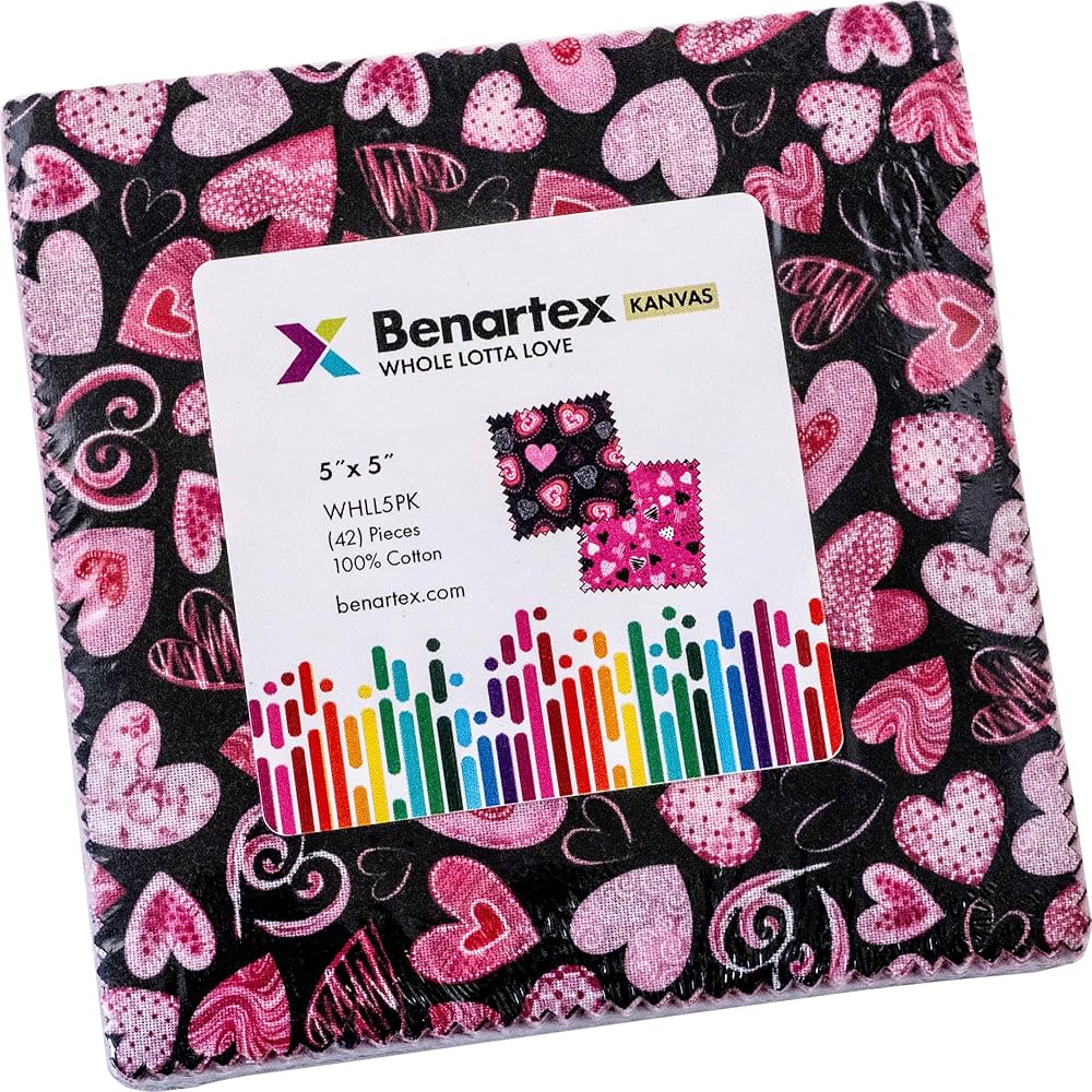 Charm Pack 5x5 Squares - Benartex Whole Lotta Love - 40 5" Squares