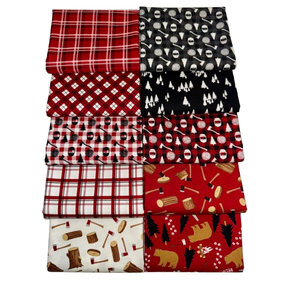 Riley Blake "Woodsman" (Outdoors, Bears, Lumberjack)  Half-yard Bundle - 10 Fabrics, 5 Total Yards