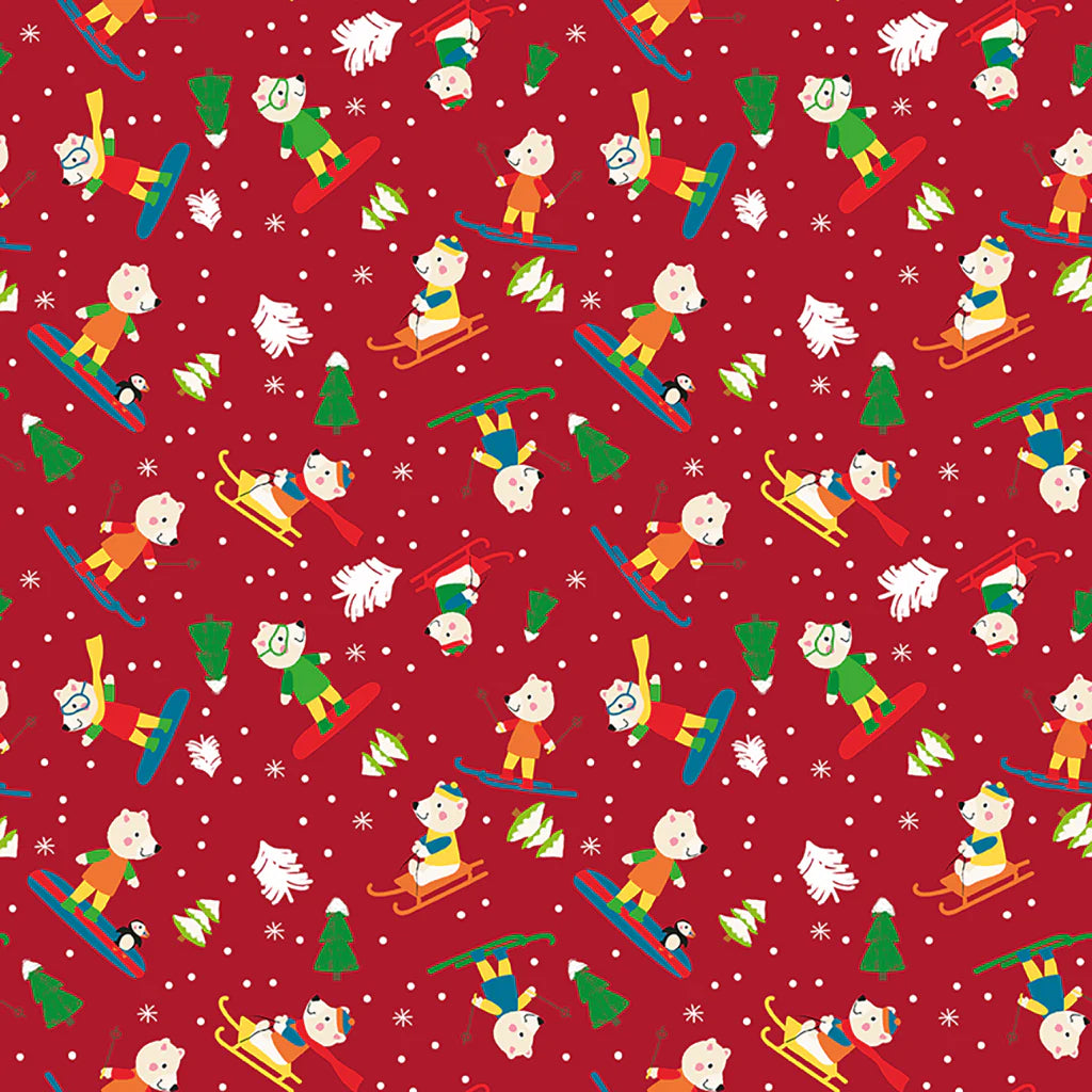 (5 yd) Clothworks Snow Fun Y3594-82 Red