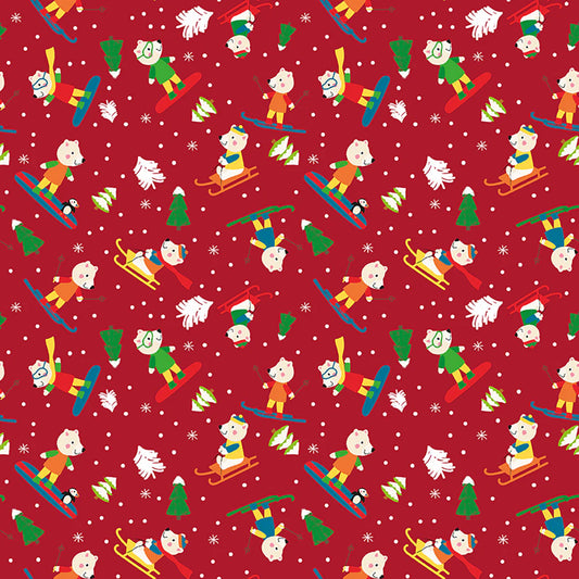 (5 yd) Clothworks Snow Fun Y3594-82 Red