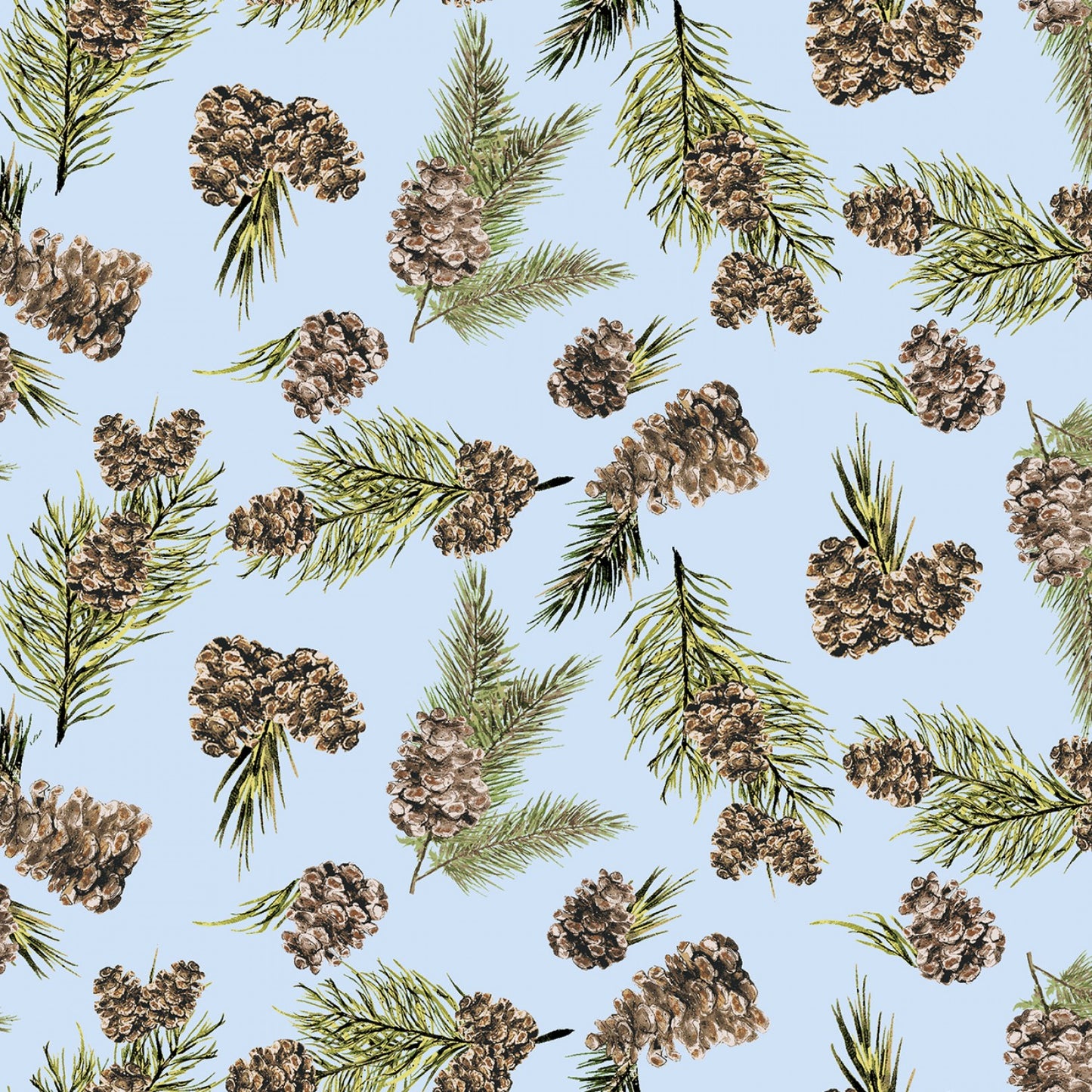 (3 yd) Clothworks Joyful Winter 3816-29 Light Blue Acorns