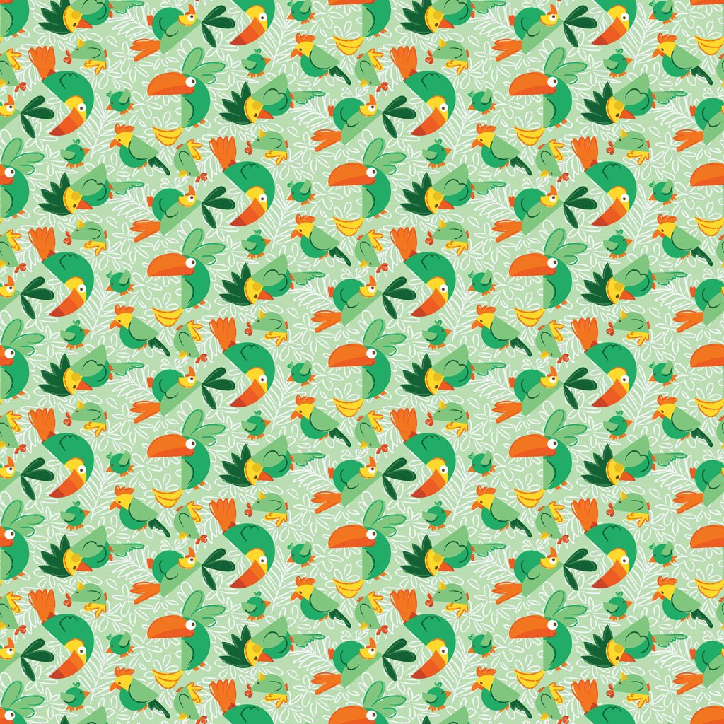 (3 yd) Clothworks Bird Brain Y3848-109 Light Mint Birds