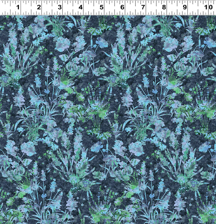 (5 yd) Clothworks Quilt Minnesota 2025 Shop Hop Y4501-89 Dark Denim Wildflowers