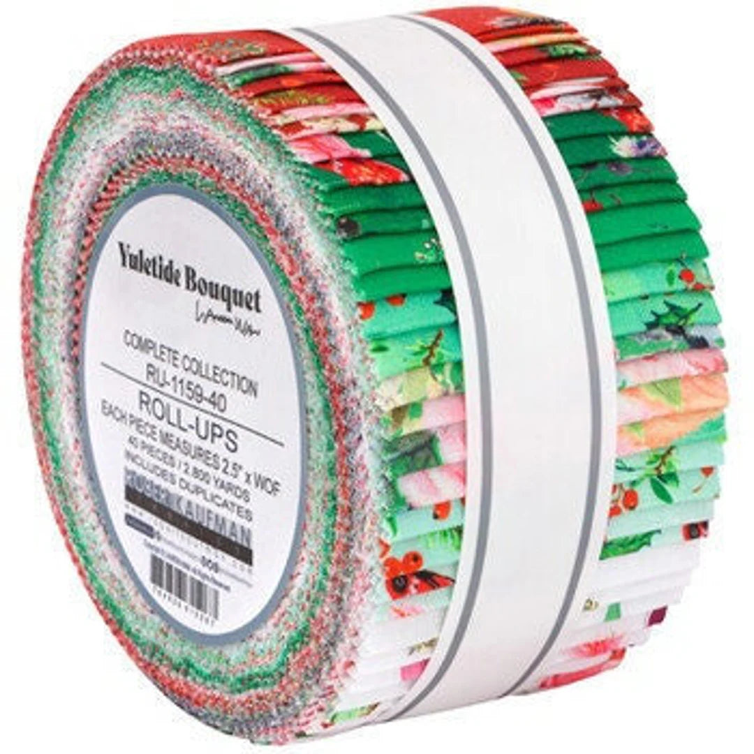 Robert Kaufman Yuletide Bouquet By Lauren Wan Roll-up - 40 Strip Roll