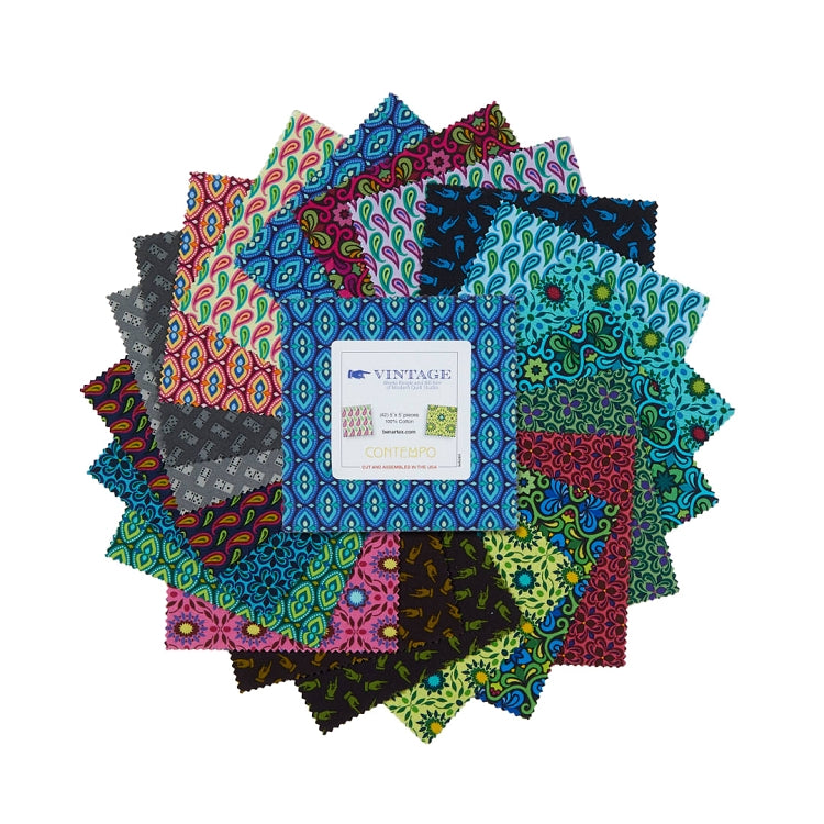 Charm Pack 5x5 Squares - Benartex Vintage - 40 5" Squares