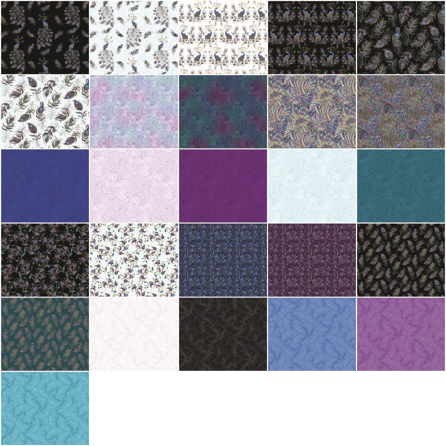 Benartex Peacock Flourish Strip-pies - 40 2.5" Strips Flat Pack
