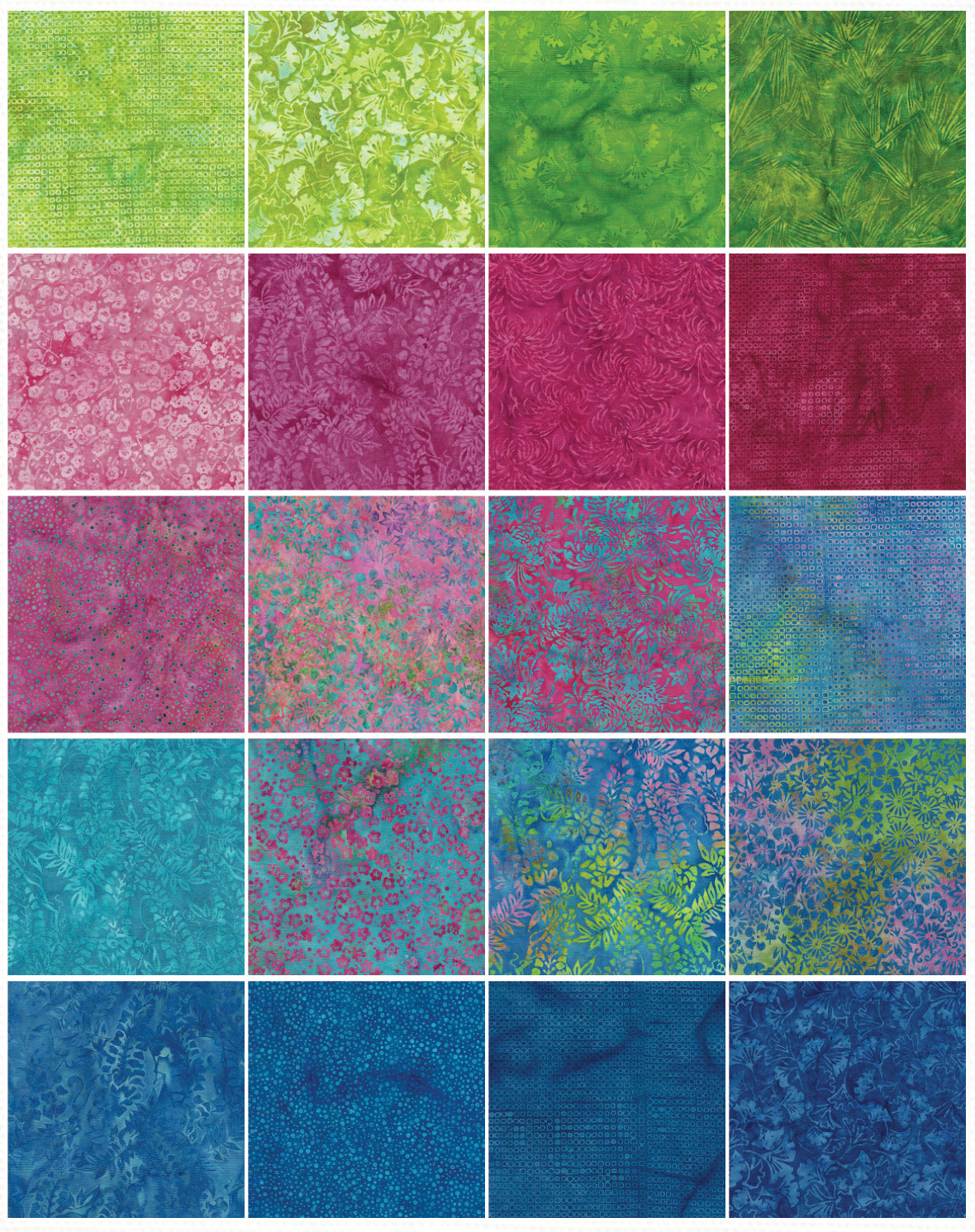 Island Batik - Bamboo Blooms - 20 Fabrics, 40 Total Strips