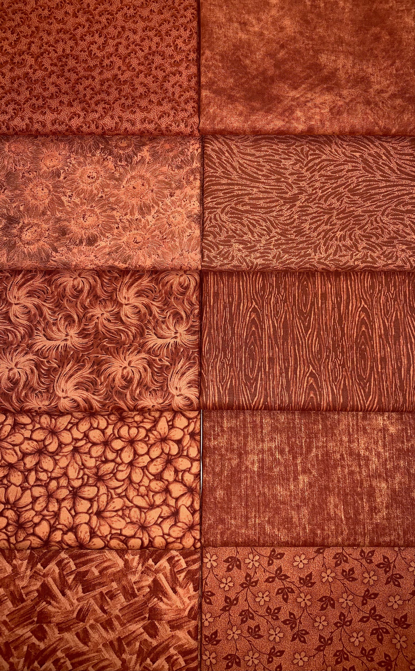 Basic Colors - Cinnamon Half-yard Bundle - 10 Fabrics, 5 Total Yards