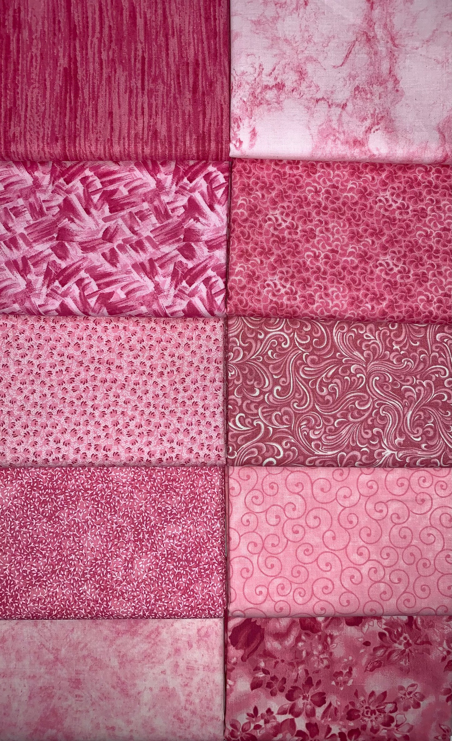 Basic Colors - Pink Half-Yard Bundle - 10 Fabrics, 5 Total Yards
