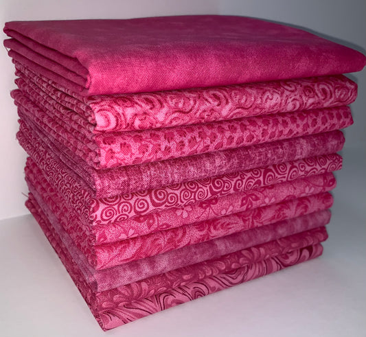 Basic Colors - Flamingo Half-yard Bundle - 10 Fabrics, 5 Total Yards