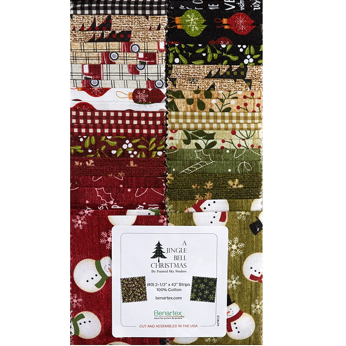 Benartex A Jingle Bell Christmas Strip-pies - 40 2.5" Strips