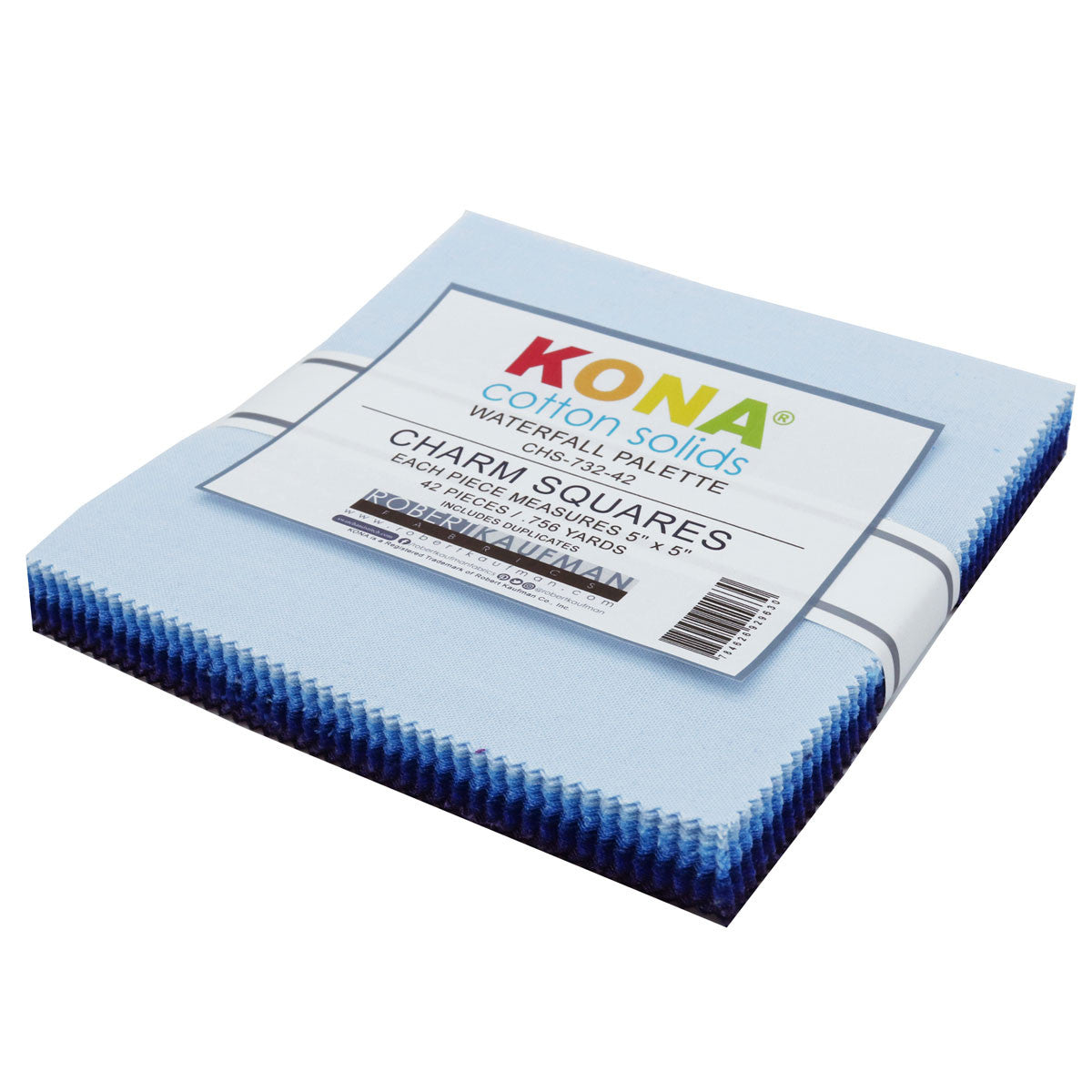 Charm Pack 5x5 Squares - Robert Kaufman Kona Solid Waterfall Colorway - 40 5" Squares