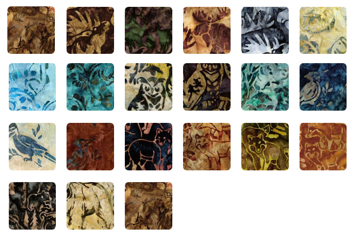 Robert Kaufman Artisan Batiks: Wildlife Sanctuary Roll-up - 40 Total Strips