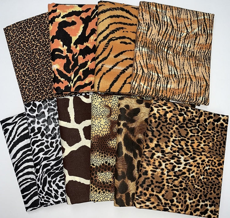 Animal Skin Prints Half-yard Bundle - 10 Fabrics,5 Total Yards