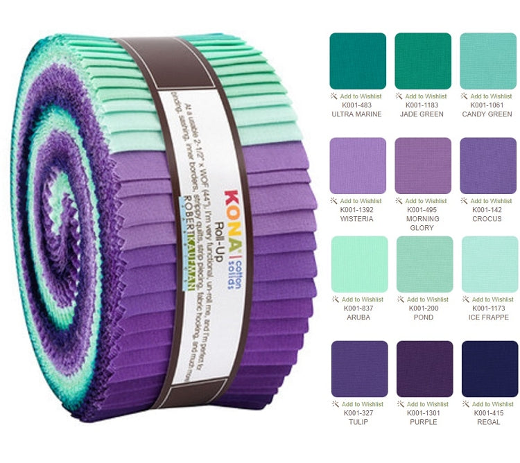 Robert Kaufman Kona Cotton Aurora Palette Roll-up - 40 Strip Roll