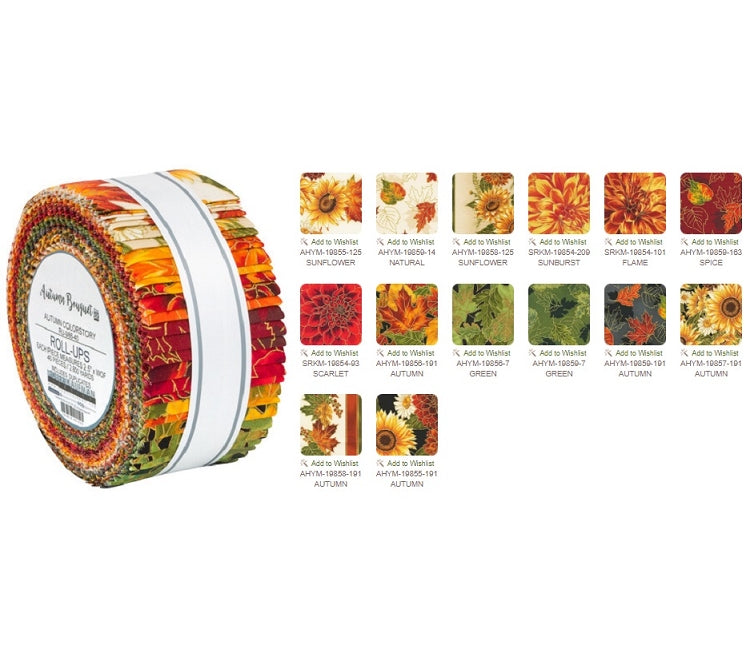 Robert Kaufman Autumn Bouquet by Hyun Joo Lee - Autumn Colorstory 2021 Roll-up - 40 Strip Roll