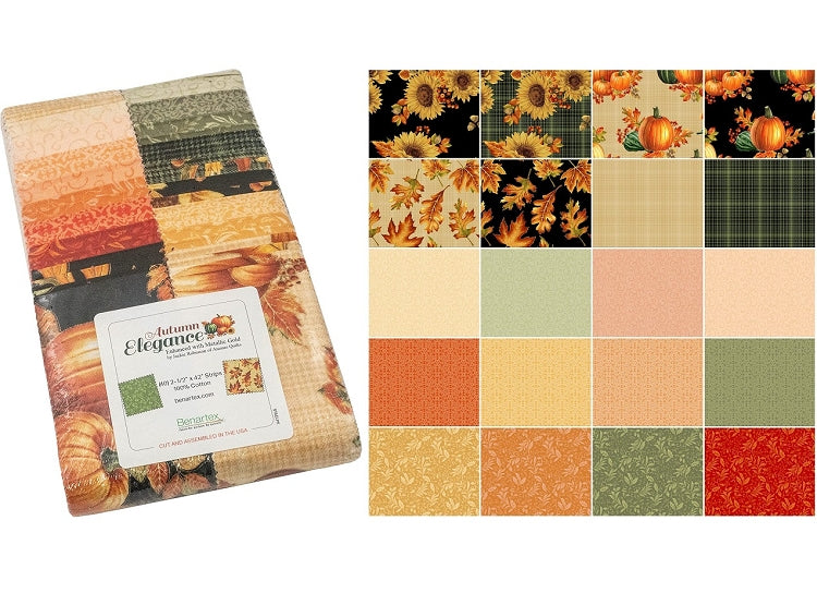 Benartex Autumn Elegance Strip-pies - 40 2.5" Strips