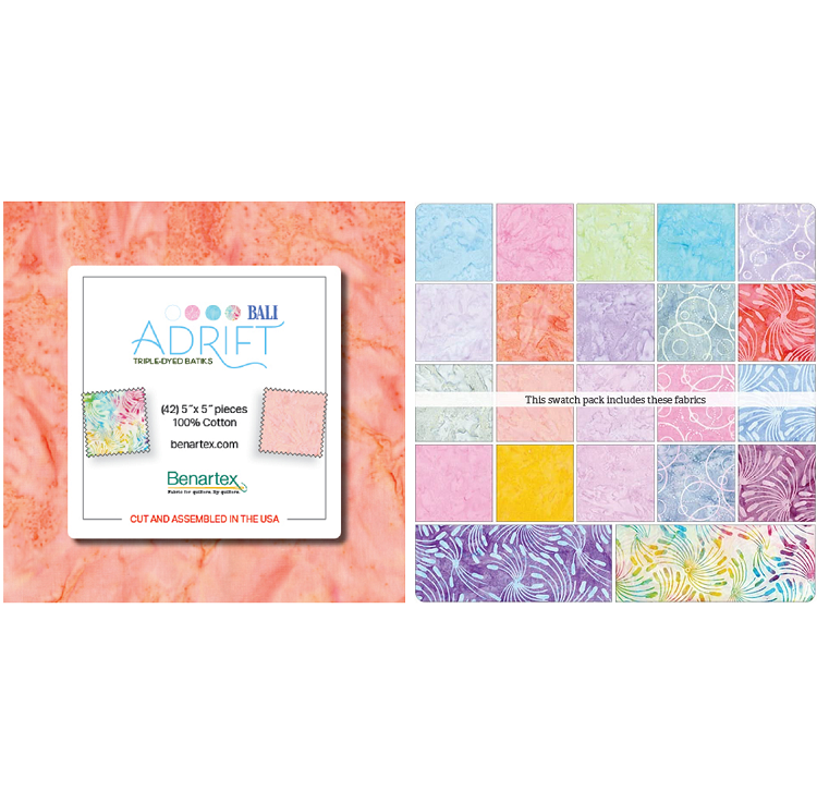 Charm Pack 5x5 Squares - Benartex Bali Adrift - 40 5" Squares