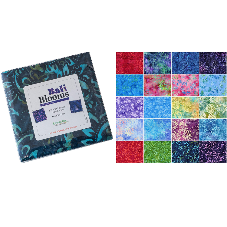 Charm Pack 5x5 Squares - Benartex Bali Blooms - 40 5" Squares