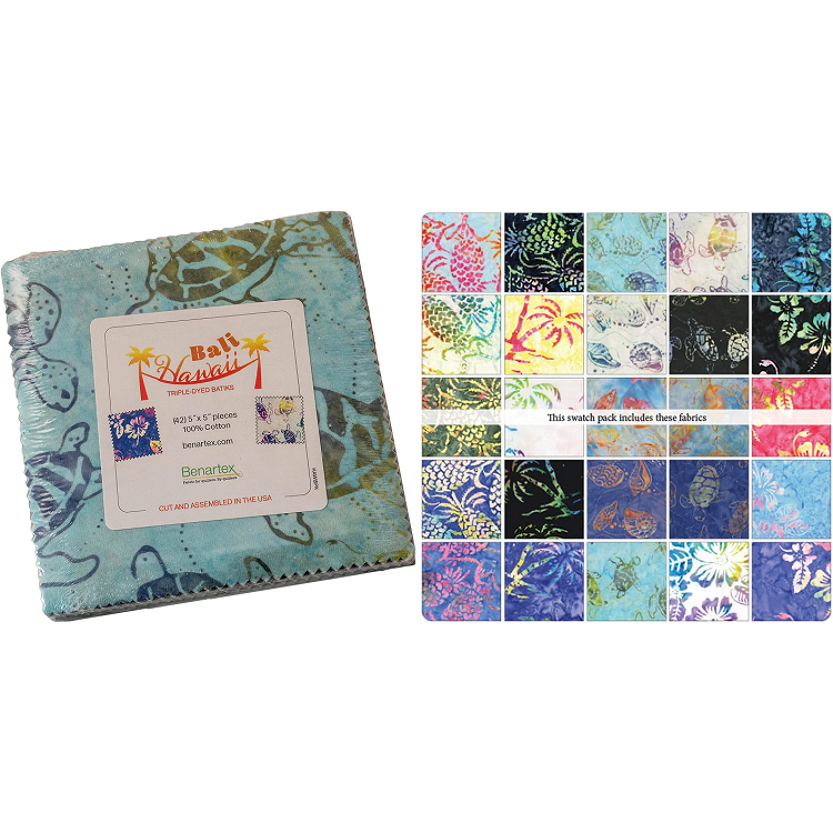 Charm Pack 5x5 Squares - Benartex Bali Hawaii - 40 5" Squares