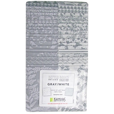Benartex Better Basics Gray/White Strip-pies - 40 2.5" Strips Flat Pack