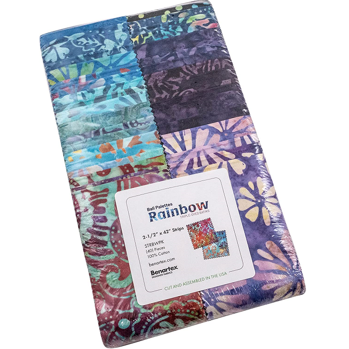 Benartex Bali Batik Rainbow Batiks Strip-pies - 40 2.5" Strips