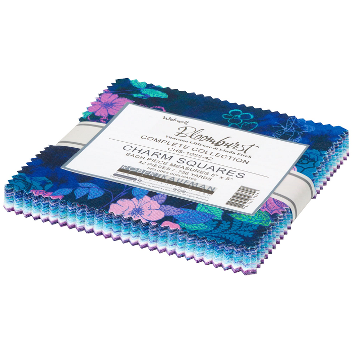Charm Pack 5x5 Squares - Robert Kaufman "Bloomburst" - 40 5" Squares