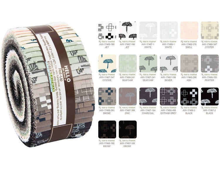 Robert Kaufman Blueberry Park Neutral Roll-up - 40 Strip Roll