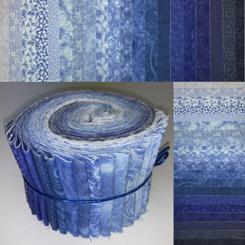 Blue Heaven II 2.5" Roll - 20 Fabrics, 20 Total Strips